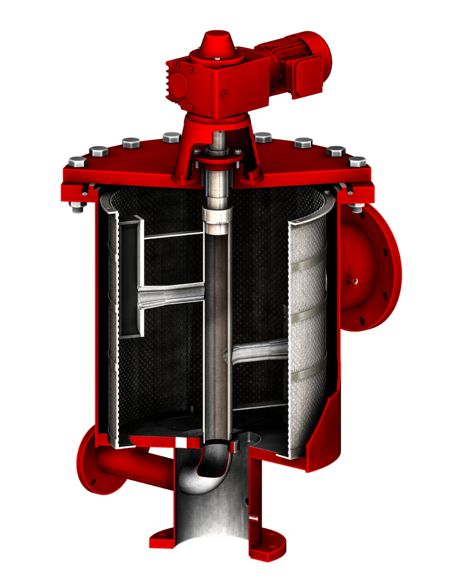 Rückspül-Trommelfilter HP Innenansicht des Aufbaus